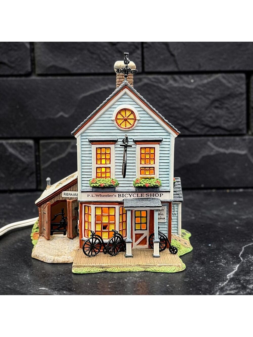 VintageDepartment 56 P.L. Wheeler's Bicycle Shop 56613 New England Village 1999